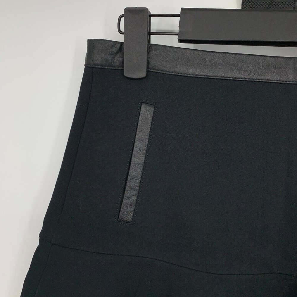 Club Monaco Skirt Christine Black 100% Leather Trim Ruffle Mini Flare - Picture 5 of 10
